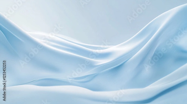 Fototapeta light blue silk background, curves of the wave