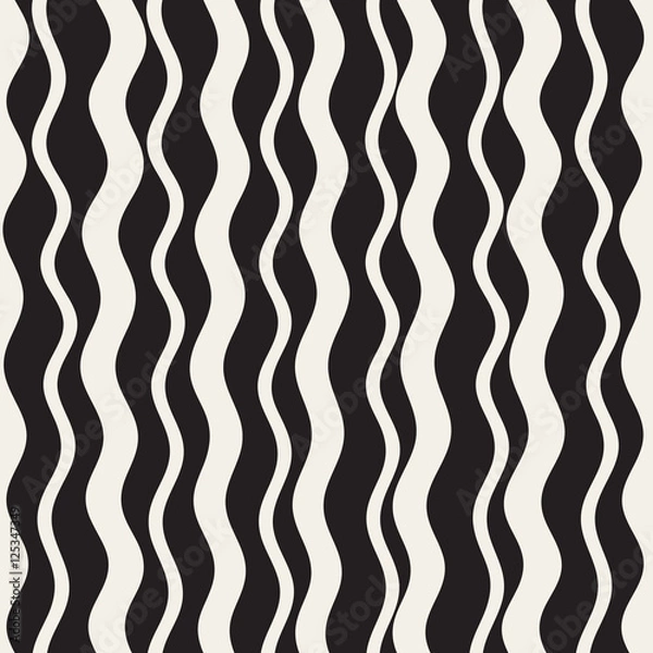 Fototapeta Vector Seamless Hand Drawn Wavy Vertical Stripes Pattern