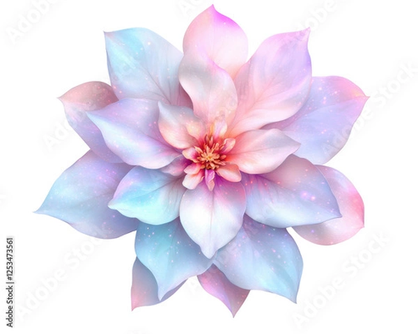Fototapeta A stunning pastel flower with delicate petals and a vibrant center, evoking feelings of tranquility and beauty in nature. Isolated on transparent background, png.