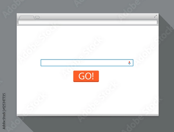 Fototapeta Opened browser vector template with search tab. Vector mockup