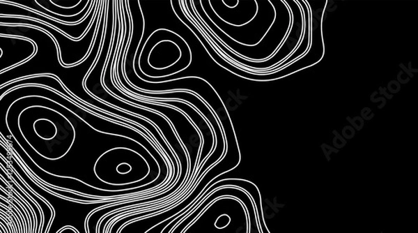 Fototapeta Abstract Wave line topography map background. topographic map of the terrain as contour. Seamless pattern. Background for geographical map. Vector illustration.