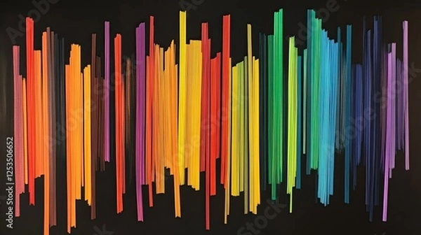 Obraz Black background with a colorful rainbow spectrum of vertical lines
