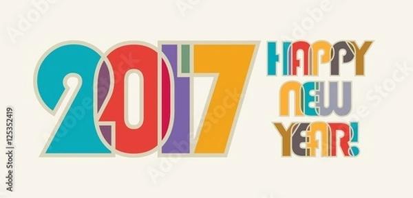 Fototapeta 2017, HAPPY NEW YEAR ! Cheerful and beautiful inscription of color overlapping letters.