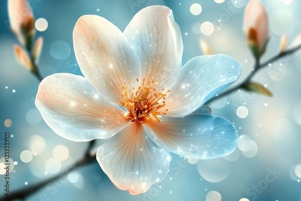 Fototapeta Enchanting Springtime Blossom with Sparkling Effects in Soft Pastel Colors