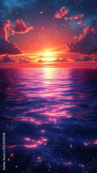 Fototapeta digital technology shining starlight dune poster background