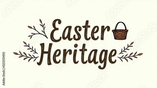 Fototapeta Celebrate Easter Heritage Festive Typography with Basket and Branches Design
