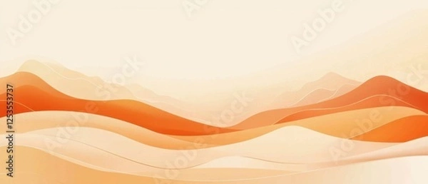 Fototapeta Flowing abstract landscape design digital art warm tones serene environment aerial view artistic concept