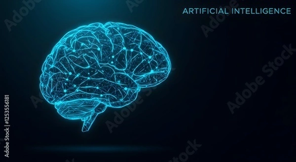 Fototapeta A visually stunning representation of artificial intelligence, made up of neural connections and glowing circuits. The background shows cutting-edge technology