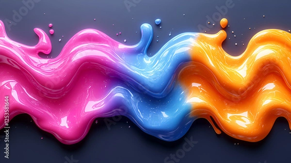 Fototapeta Bright colors swirl together in vibrant abstract design of paint