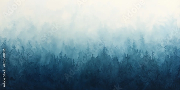 Fototapeta Abstract blue watercolor gradient painting with soft textures