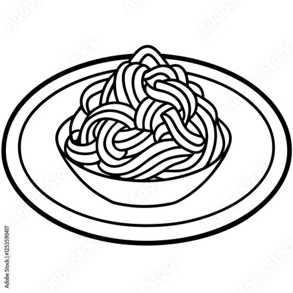 Fototapeta Minimalist Spaghetti Plate Line Art Design