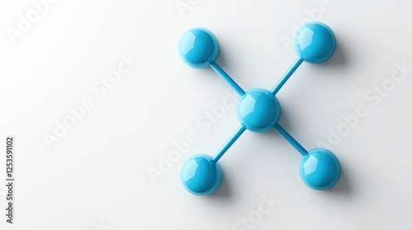 Fototapeta Blue abstract molecular structure on a light background, modern design and scientific concept