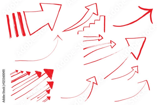Fototapeta 右肩上がりの赤色の矢印のイラスト素材　ベクター