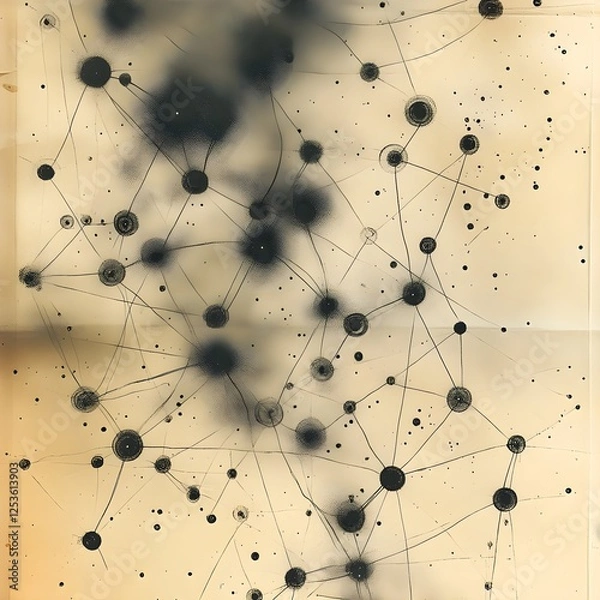 Fototapeta A background of delicate hand-drawn dots connected by thin, faint lines.
