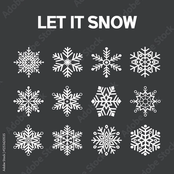 Fototapeta Christmas Snowflake and Winter Elements