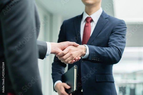 Obraz 握手するビジネスマン【撮影協力：スカパー東京メディアセンター】
