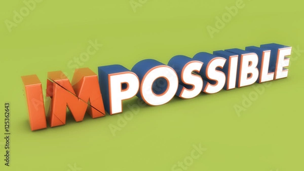 Fototapeta Impossible 3d text and green floor