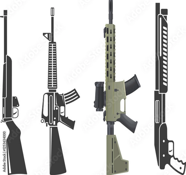 Fototapeta Sniper Rifle with Scope Vector