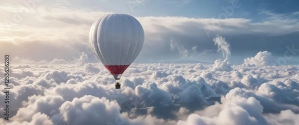 Obraz weather balloon floating in thick white clouds, weather balloon, high altitude, fluffy white clouds