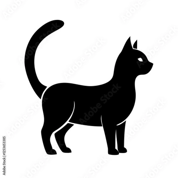 Obraz  A simple and sleek cat silhouette, perfect for modern designs, apps, and branding. Clean lines and elegant curves make it ideal for digital and print use.