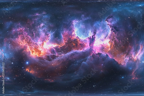 Fototapeta Colorful nebula in deep space with vibrant gases and stars visible in the cosmic background