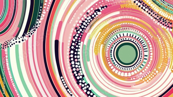 Fototapeta Abstract vibrant dotwork abstract background with circles