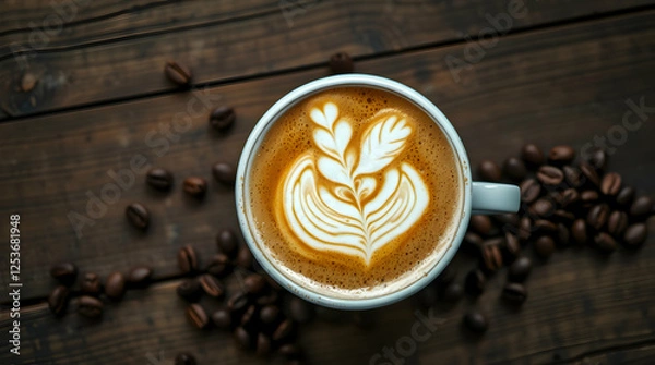 Obraz Coffee Beans and Latte Art