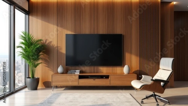 Fototapeta 3D TV in Office Setting, Professional office 3D TV with presentations
