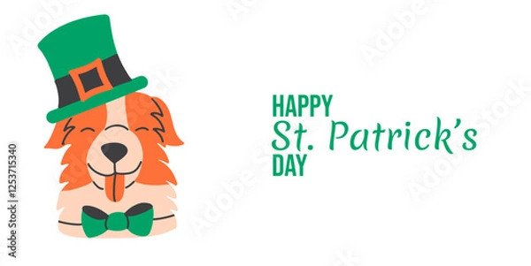 Fototapeta Happy St. Patrick's Day design with funny dog with leprechaun hat