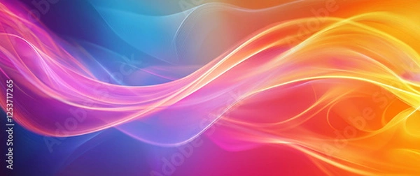 Fototapeta Dynamic Abstract Light Waves with Warm Gradient