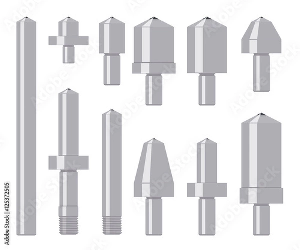 Fototapeta Set of diamond indenters isolated on white.