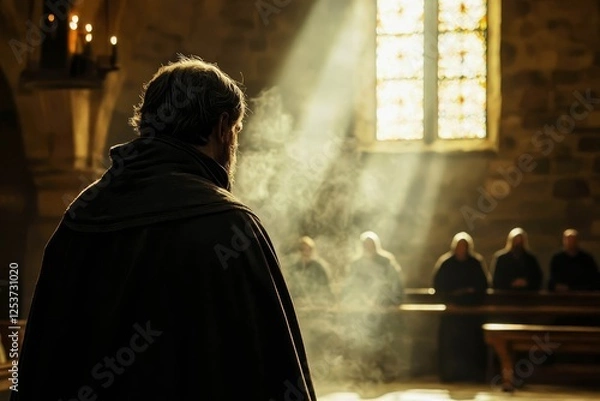 Fototapeta Heretic being tried in front of a medieval court.