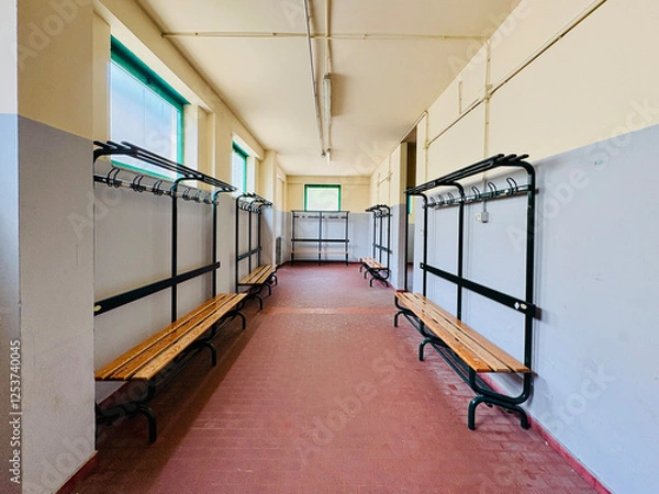 Obraz changing rooms, view of the room with empty benches