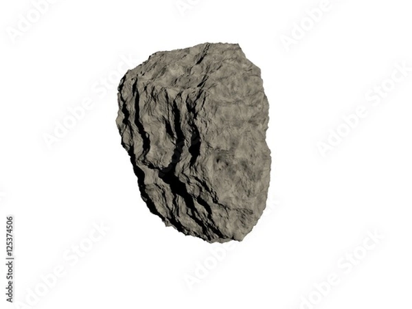Obraz One meteorite isolated on white. Render.