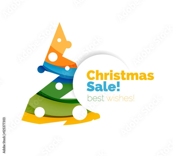 Fototapeta Christmas and New Year geometric banner with text