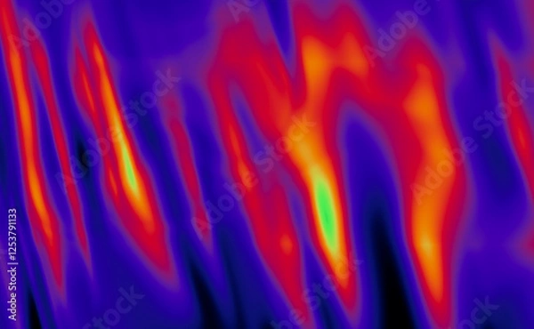 Fototapeta Heat map abstract gradient background. Neon blue and green with red and orange colors.