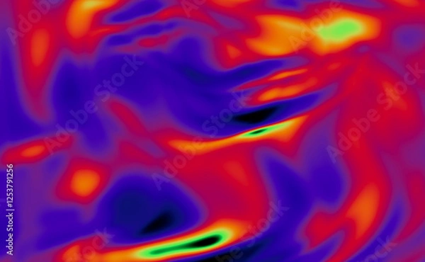 Fototapeta Heat map abstract gradient background. Neon blue and green with red and orange colors.