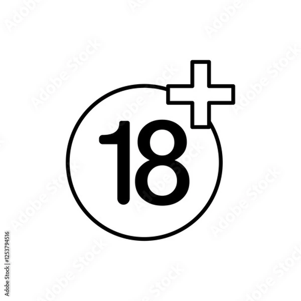 Fototapeta Eighteen plus icon Vector logo set flat