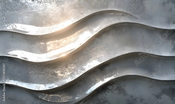 Obraz Abstract silver textured surface with light reflecting off wave patterns