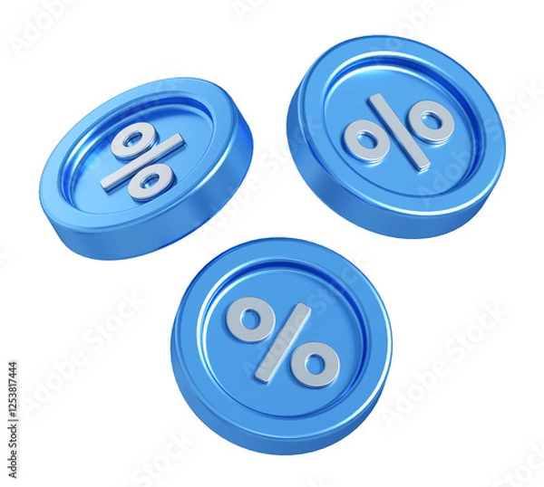Obraz 3d rendering of coins with percent. simple 3d illustration for business and finance