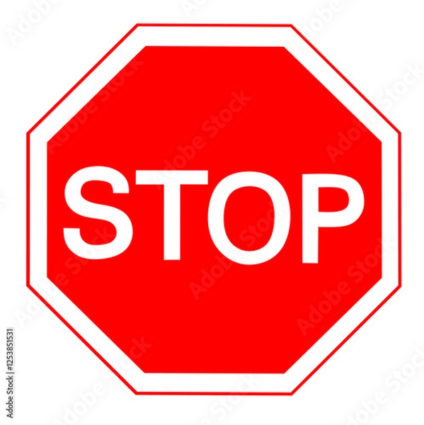 Obraz Wall Red Stop Sign Vector Illustration. vector illustration isolated white background.