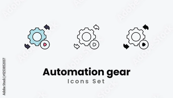 Fototapeta Automation gear Icons thin line and glyph vector icon stock illustration