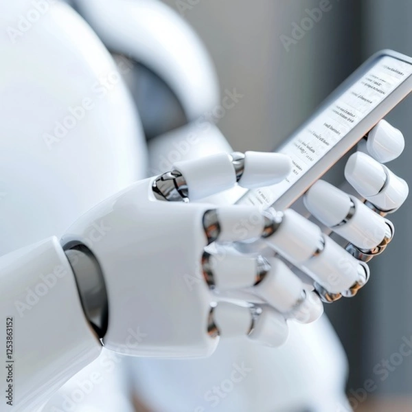 Obraz Robot using a mobile phone