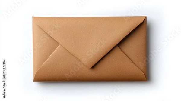 Obraz A simple brown envelope displayed on a white background, emphasizing its texture and design.