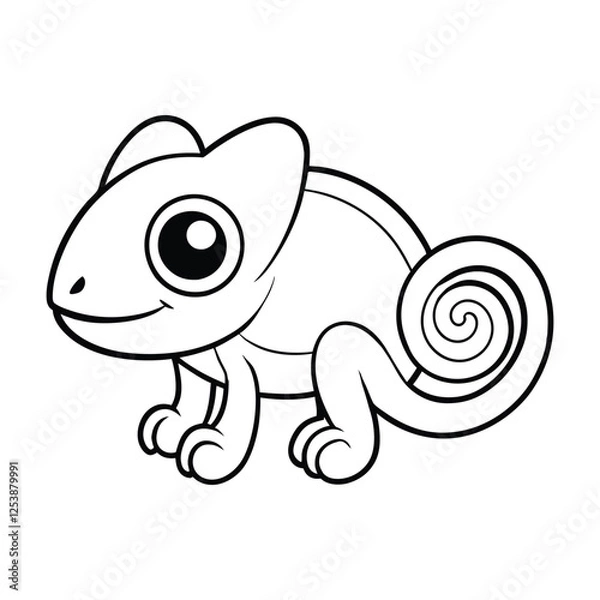 Fototapeta chameleon with a curly tail coloring pages Vector illustration for coloring books 