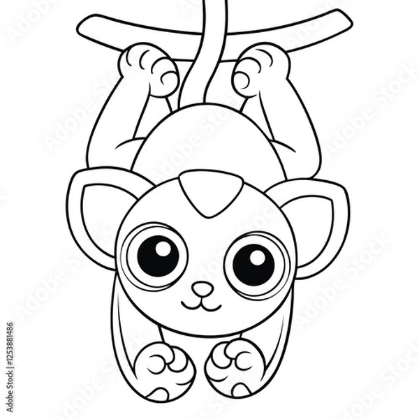 Fototapeta kinkajou hanging upside down coloring pages Vector illustration for coloring books 