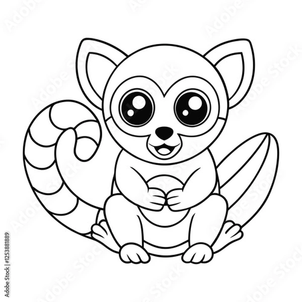 Fototapeta a cute lemur coloring pages Vector illustration for coloring books 