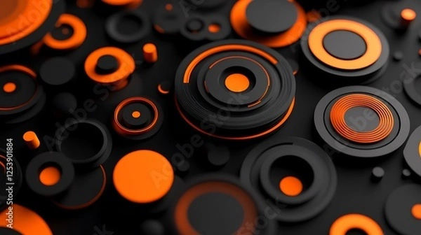 Fototapeta Abstract orange black circles background