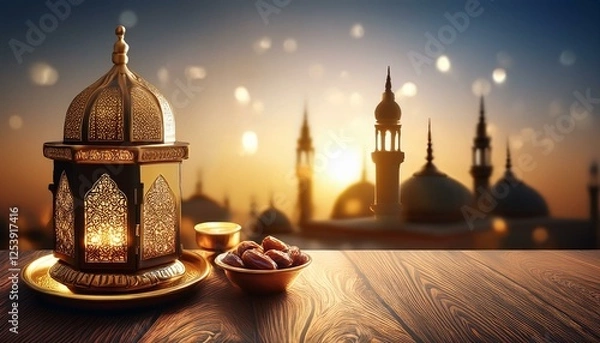 Fototapeta Ramadan Background, Ramadan Iftar, Ramadan Kareem AI Image