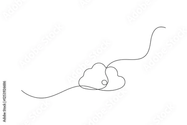 Fototapeta Cloud Continuous line drawing Vector illustration